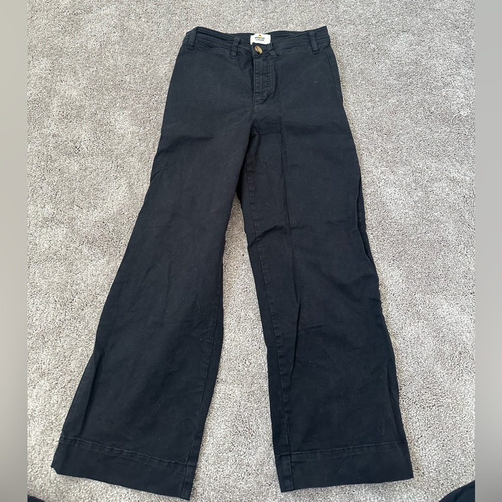 Marine Layer Bridget Slim Wide Leg Crop in Faded Black